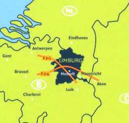 Kaartje met ligging van Limburg