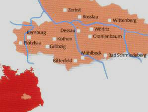 Kaartje van Kleine regio Anhalt-Wittenberg