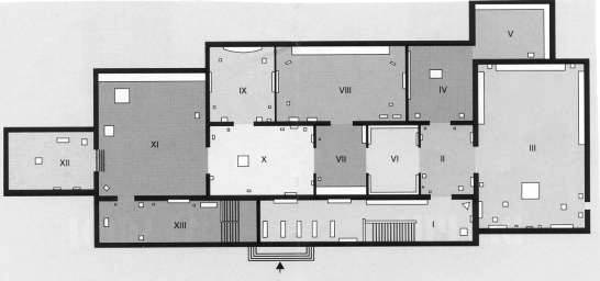 Plattegrond van het museum in Delphi