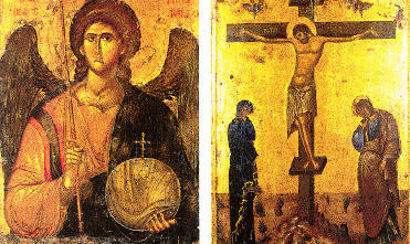 Iconen, kruisiging en Michael.