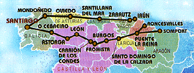 Route naar Santiago de Compostela